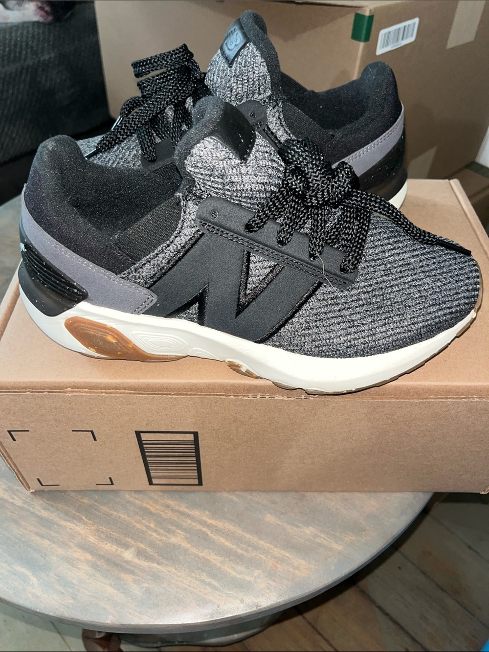 New Balance  Black and Gray Knit Sneaker